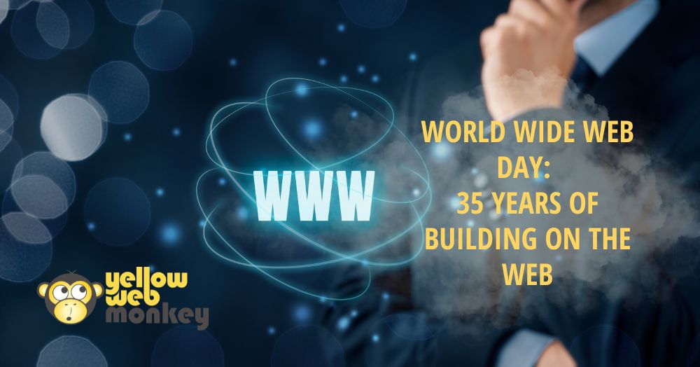 World wide web day with WWW in a galactic background