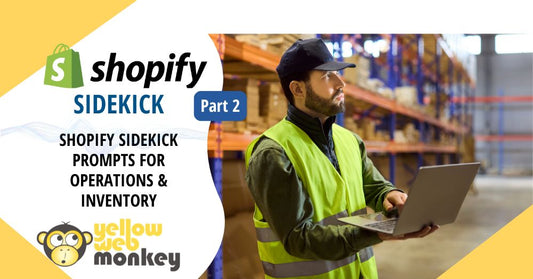 Man in warehouse using shopify sidekick prompts for inventory